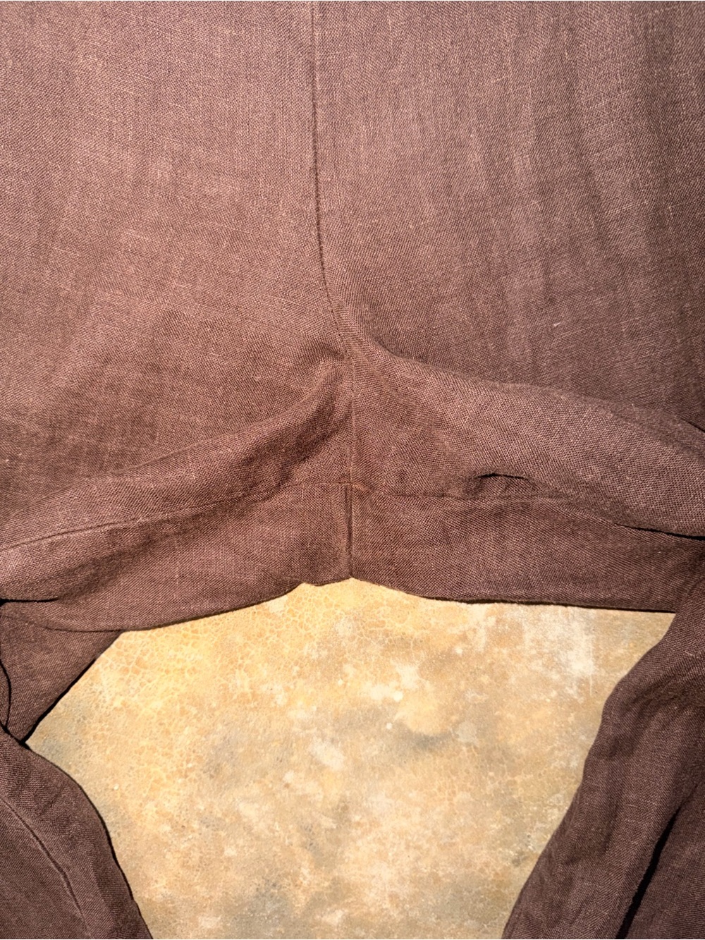 Linen Blend Wide Leg Pants Brown Elastic Waist Coastal Summer Relaxed Fit L - Picture 10 of 12